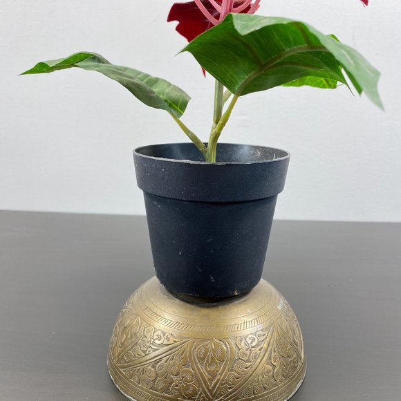 Antique Brass Round Bowl, Handcrafted Small Vessel, Vintage Solid Metal Dish, De - Picture 10 of 10